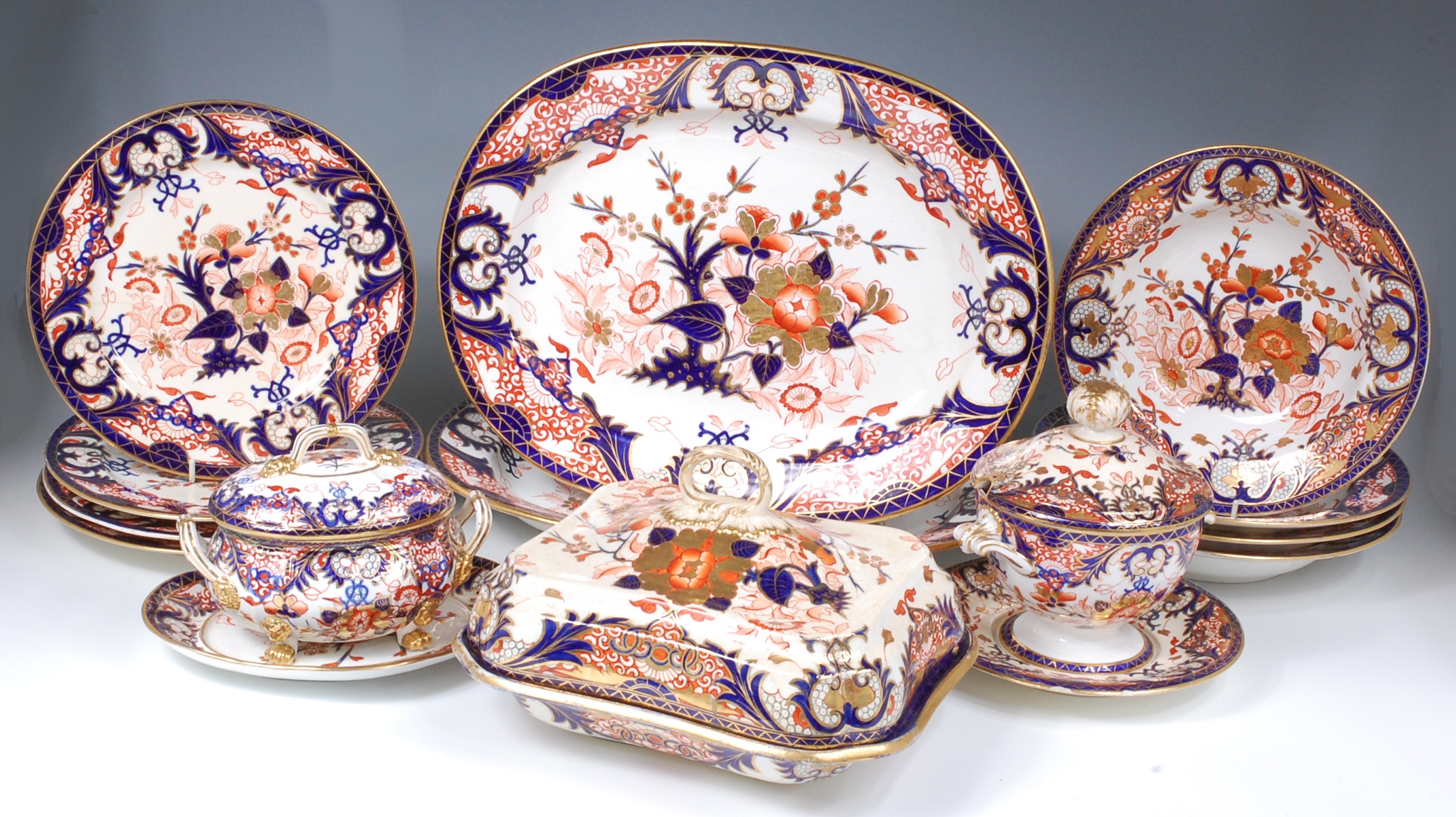 An early 19th century Derby porcelain part dinner service,