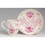 A late 18th century Worcester porcelain coffee can and saucer,