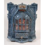 A circa 1900 French cast iron and enamel stove by Lent-Moyen-Vif,