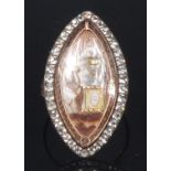 A George III yellow gold and white sapphire set mourning ring, of elliptical form,