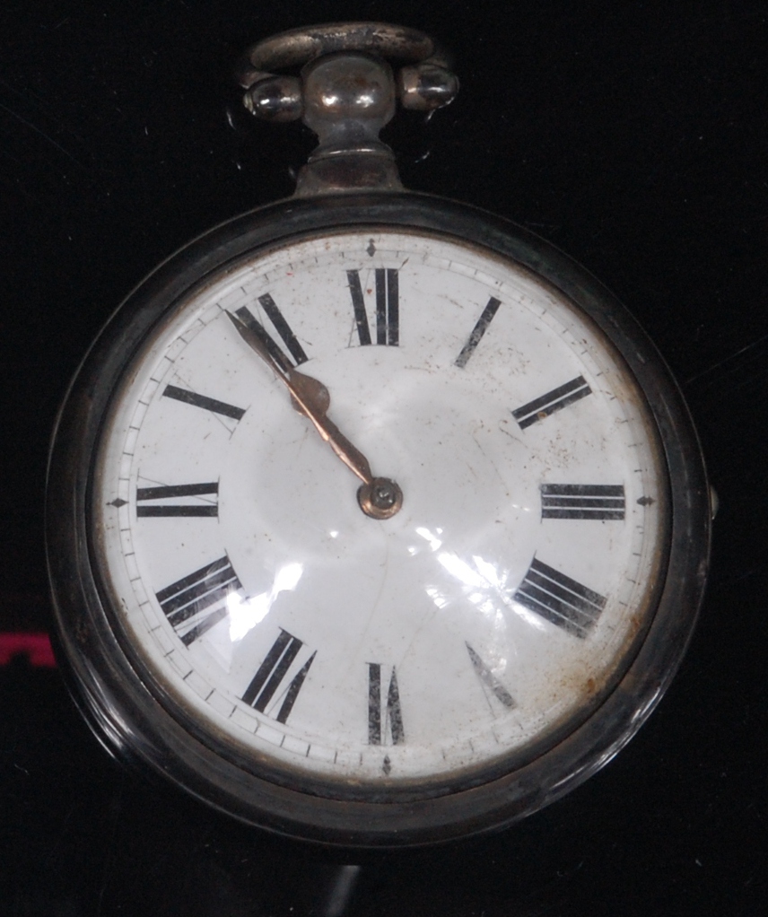 A Benjamin Hills of Sudbury early Victorian silver pair cased gents open faced pocket watch,