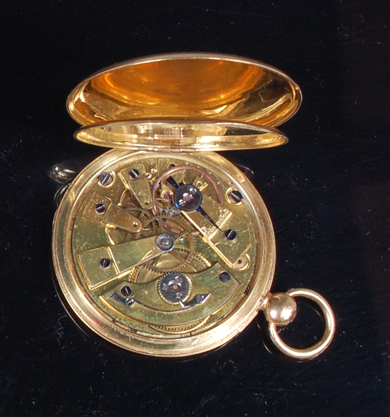 A late 19th century continental yellow metal cased full hunter gents pocket watch, - Image 3 of 3