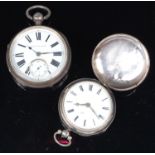 Alcock & Jones silver cased gents open faced pocket watch, having signed white enamel dial,