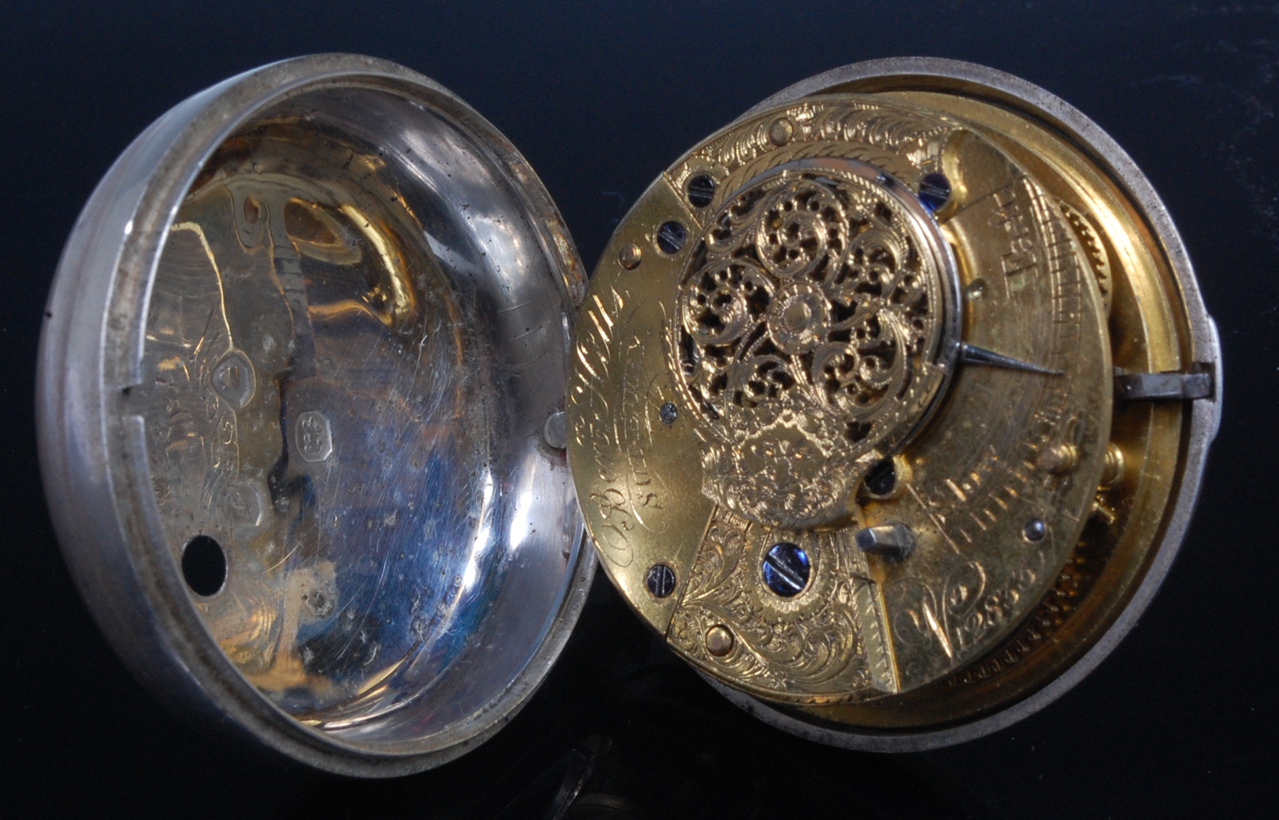 A Benjamin Hills of Sudbury early Victorian silver pair cased gents open faced pocket watch, - Image 2 of 4