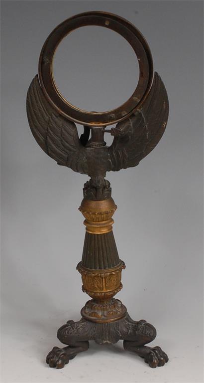 A Regency period bronze and gilt bronze 'candle' clock case (lacking movement), - Image 3 of 3