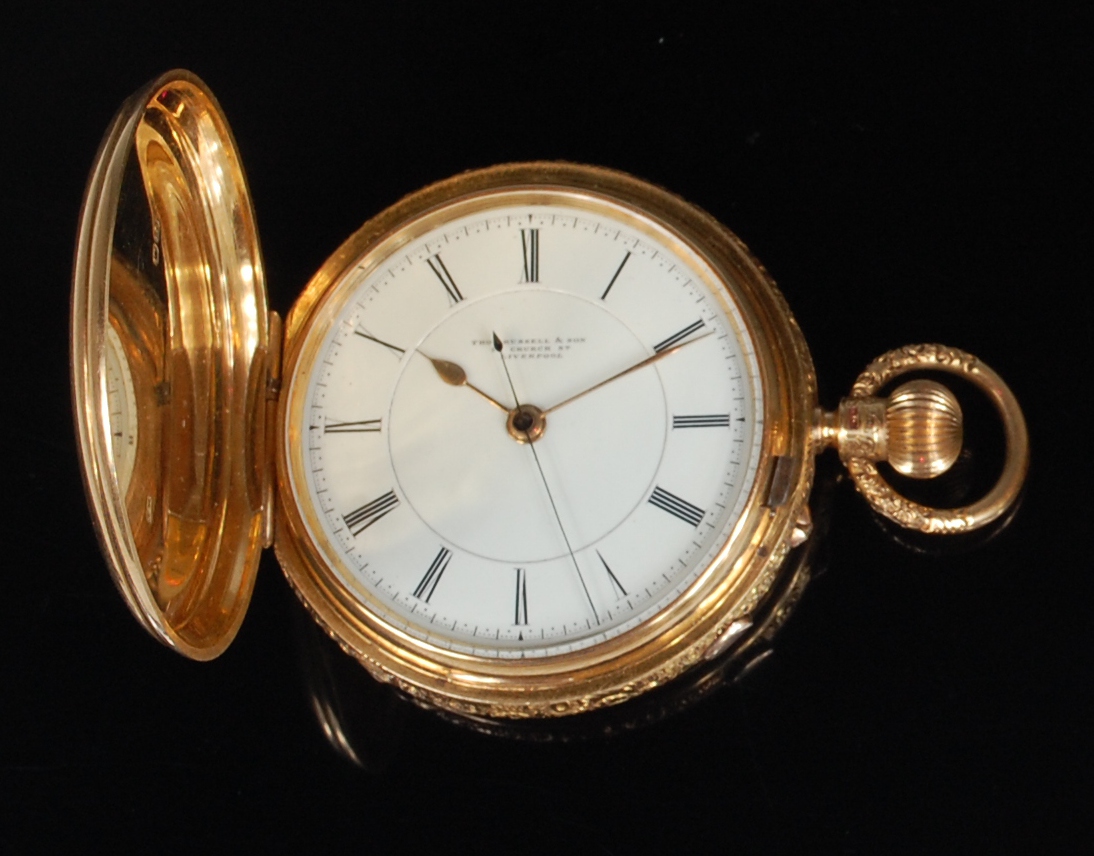 Thomas Russell & Son of Liverpool 18ct gold cased gents full hunter pocket watch,