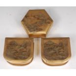 A pair of Japanese Meiji period gold lacquered boxes,