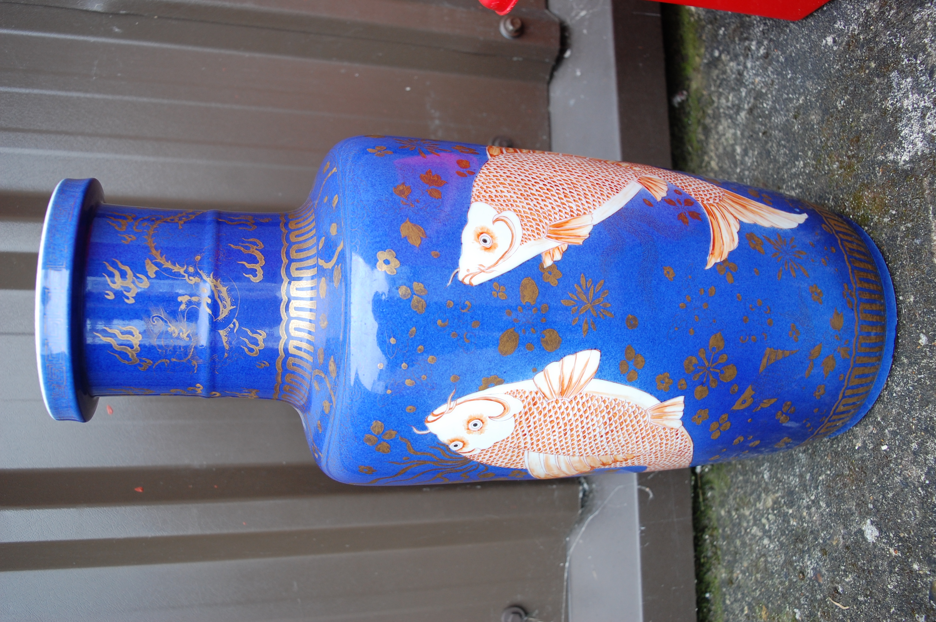 A Chinese glazed stoneware Rouleau fish vase, - Image 6 of 12