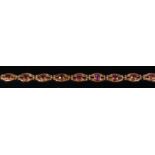 A 9ct gold amethyst set bracelet, with safety chain,