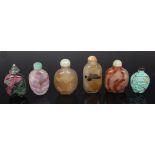 A collection of six Chinese ovoid snuff bottles,