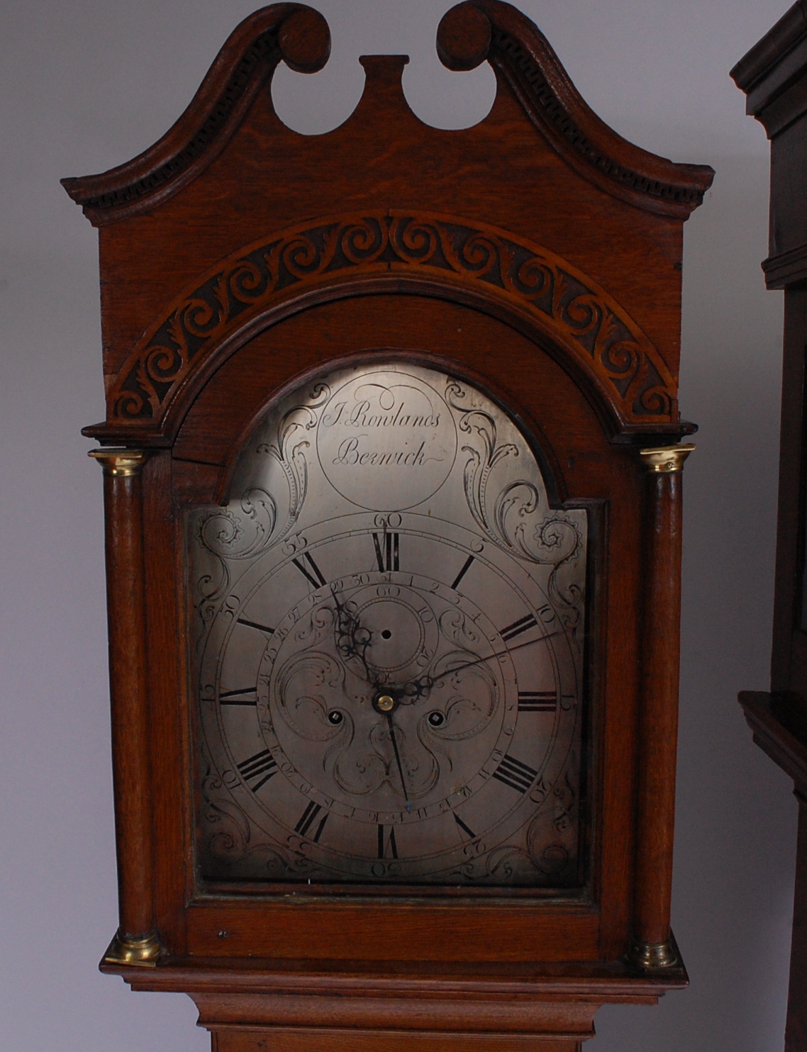 A good mahogany longcase clock, the domed hood with pierced fret carving, - Image 2 of 5