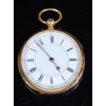 A late Victorian 18ct gold cased gents open faced pocket watch,