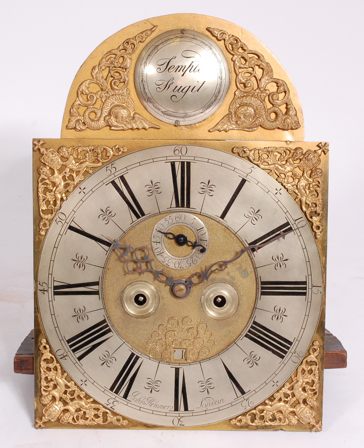 John Hemmers of London 18th century(?) brass longcase clock dial and movement only,