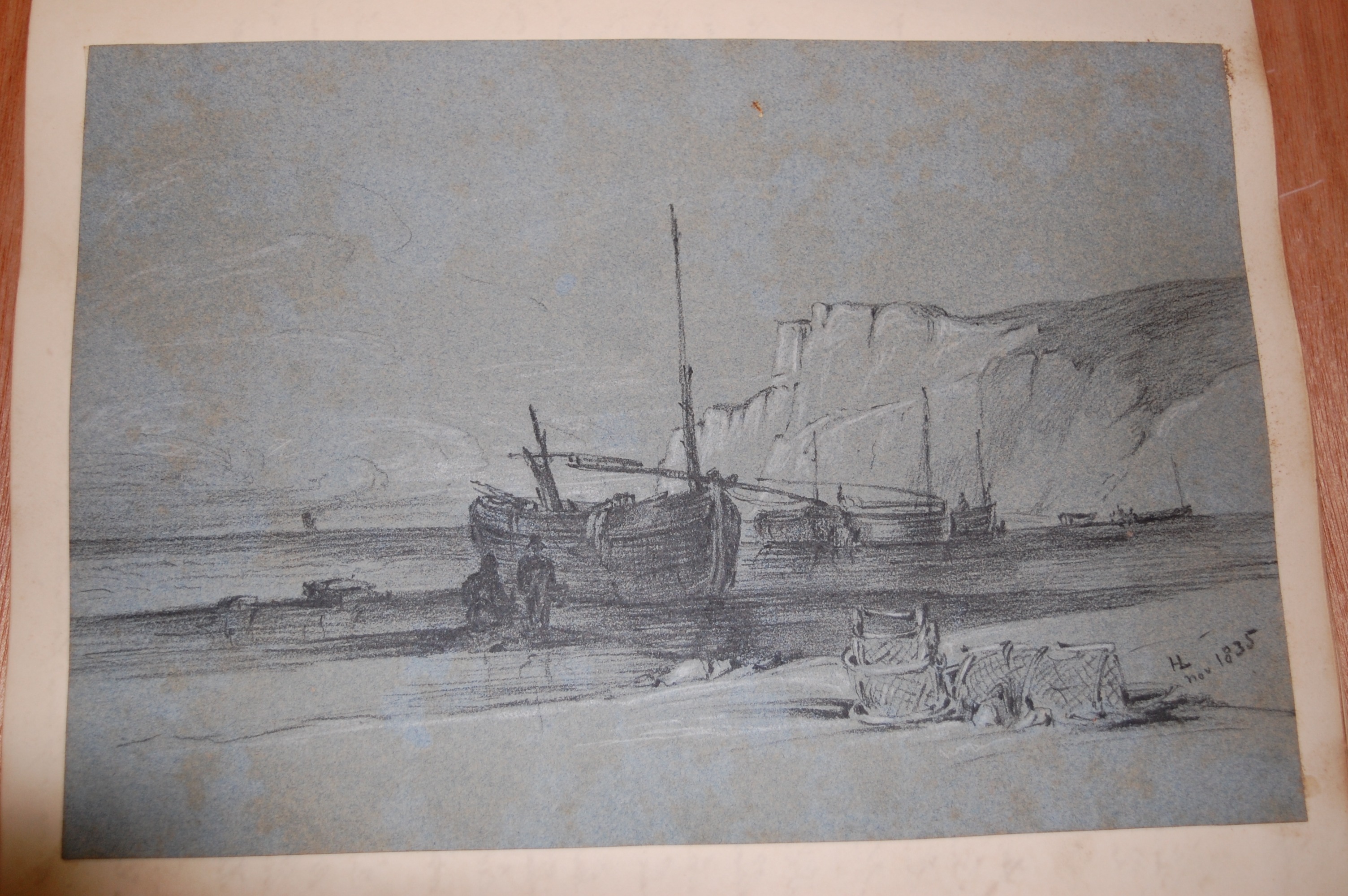 19th century 4to album containing manuscript entries, watercolour and pencil sketches, - Image 23 of 25