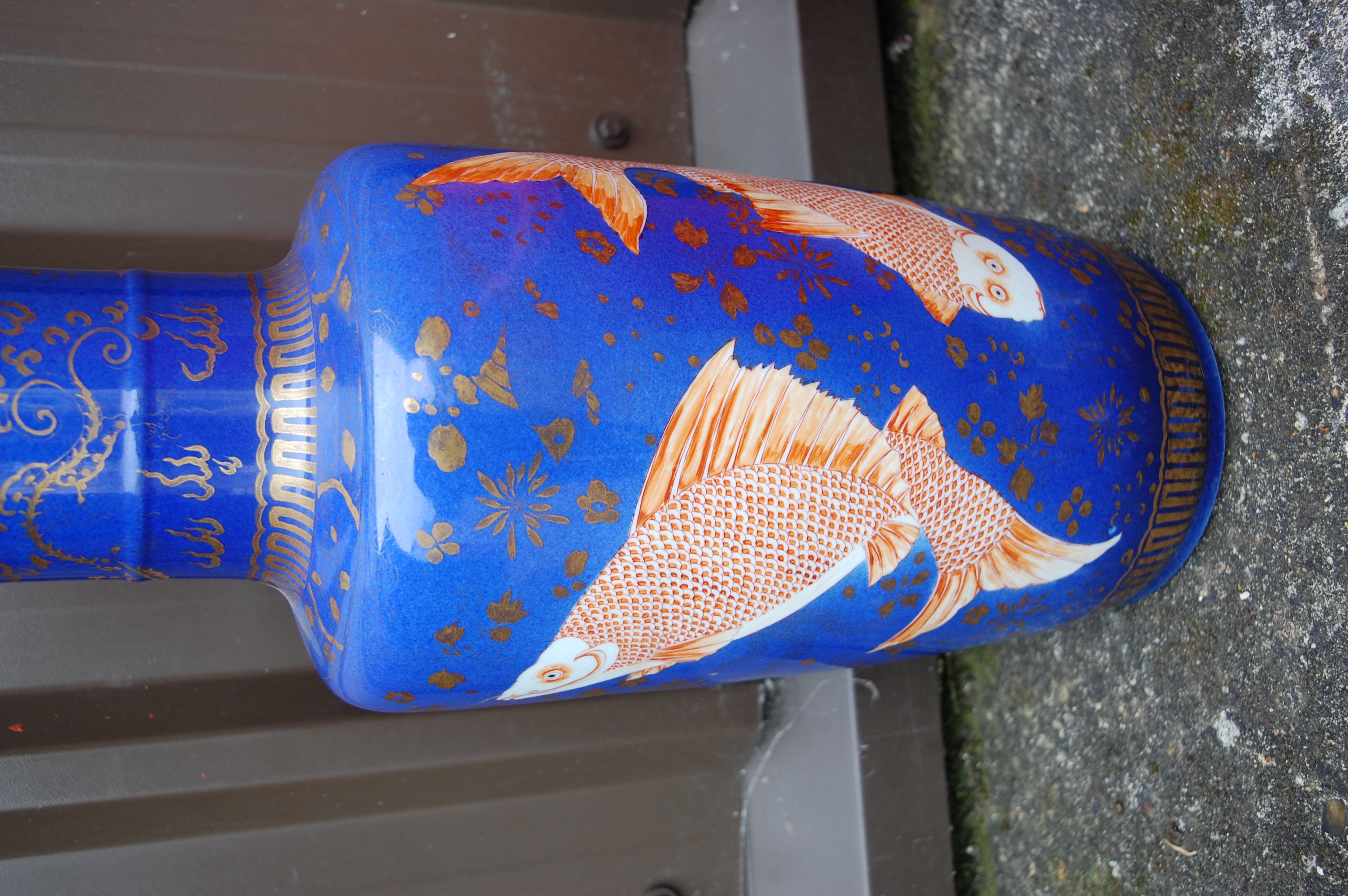 A Chinese glazed stoneware Rouleau fish vase, - Image 5 of 12