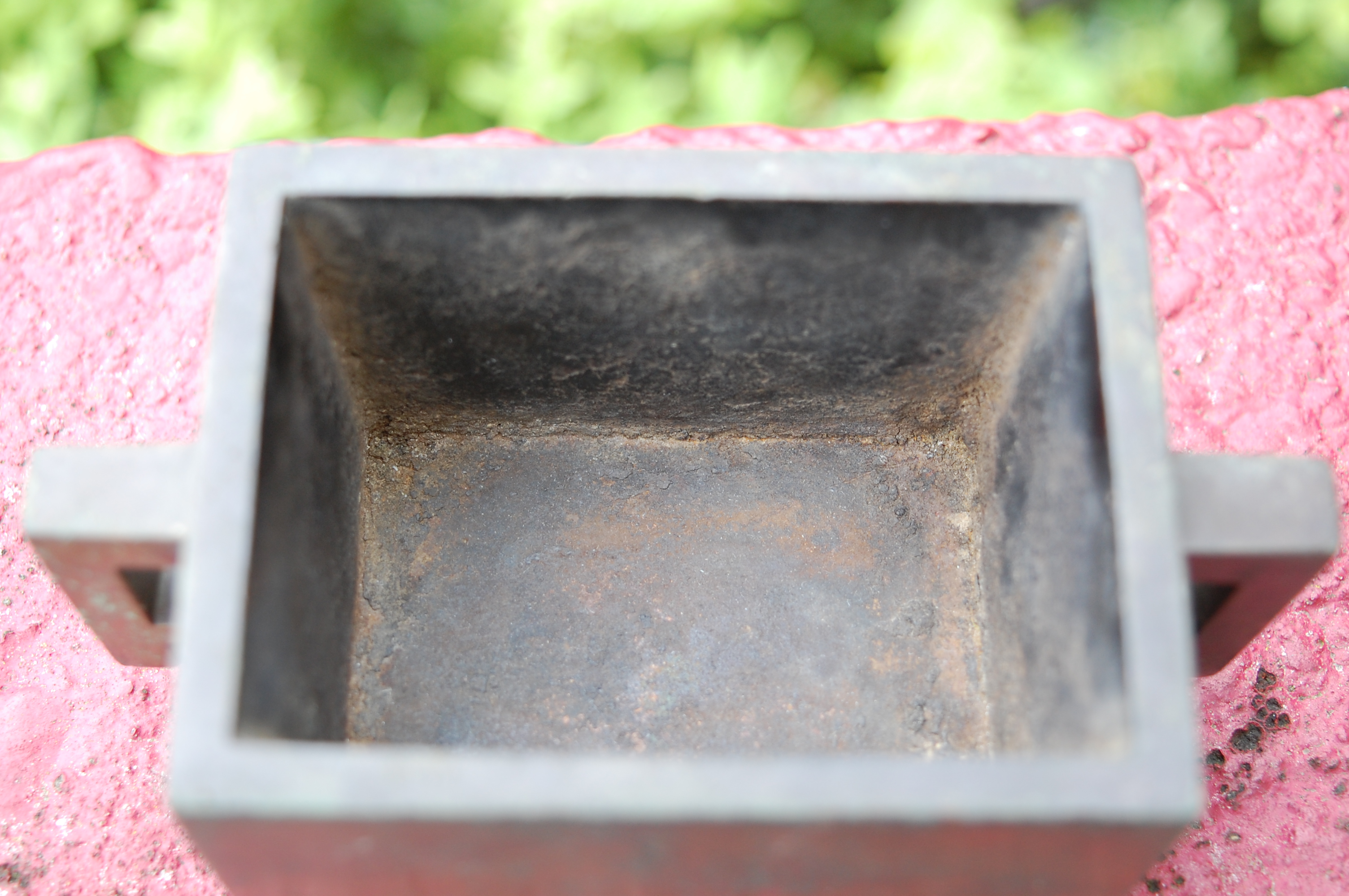 A Chinese bronze rectangular censor, having twin square handles and raised on low feet, - Image 6 of 13