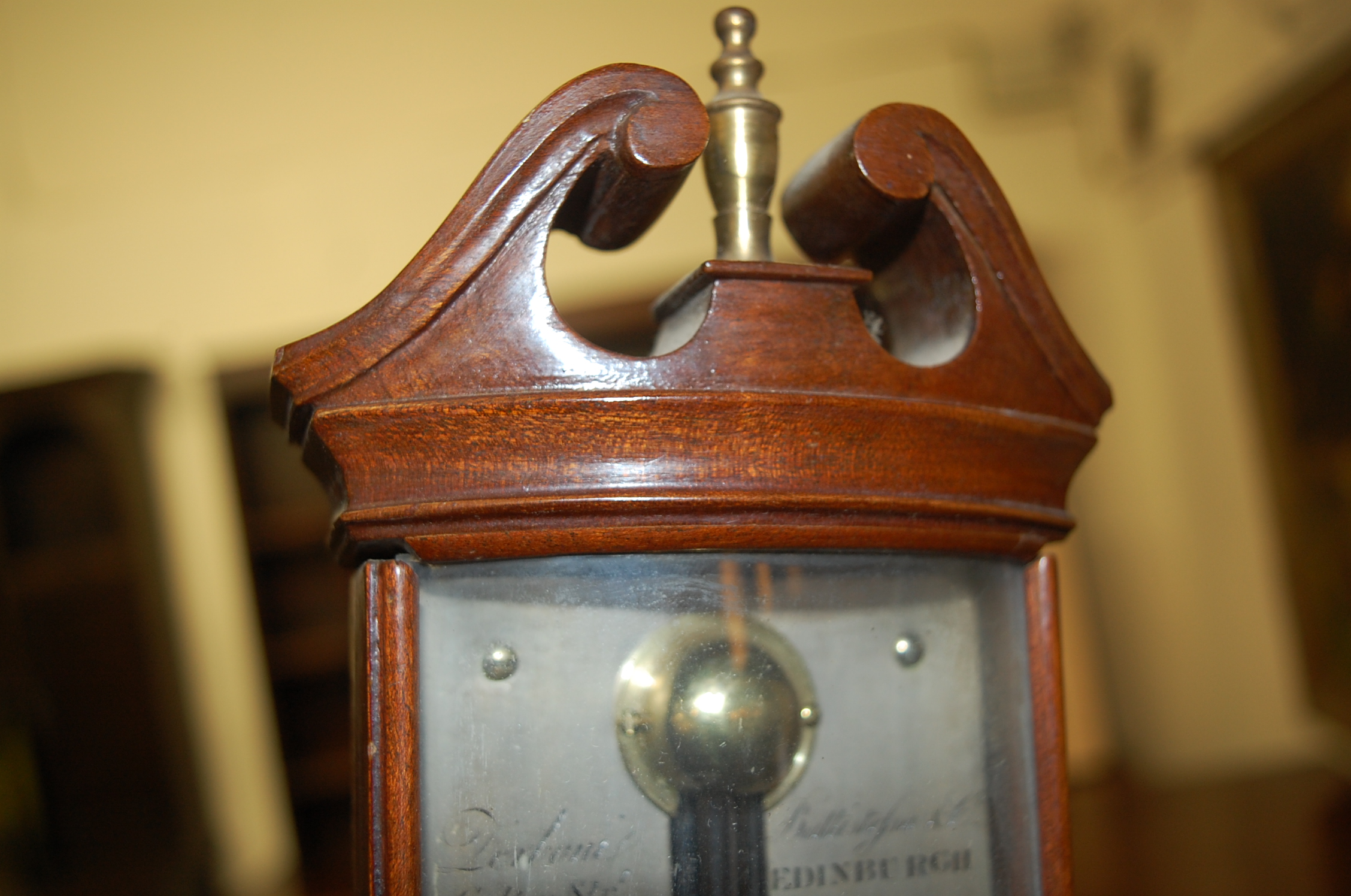 An early 19th century walnut bowfront stick barometer, the silvered dial signed 'Lerboni, - Image 4 of 7