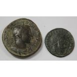 Roman, AE sestertius circa 232 ACE, Severus Alexander laureate and draped bust, rev.