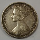 Great Britain, 1849 florin, Queen Victoria Godless type, rev.