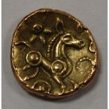 British Celtic, Dobunni uninscribed gold quarter stater, circa 1st century BCE, obv.