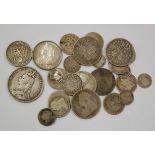 Great Britain, mixed lot of Victorian silver coins to include; 1889 Jubilee crown, half crowns,