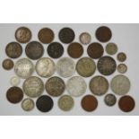 British Raj, mixed lot of William IV and later silver and copper coins to include; one rupee,