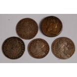 England, mixed lot to include; 1710 Queen Anne fourpence, 1696,