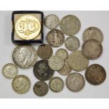 Great Britain, mixed lot of Victorian and later silver coins to include; 1935 'rocking horse' crown,