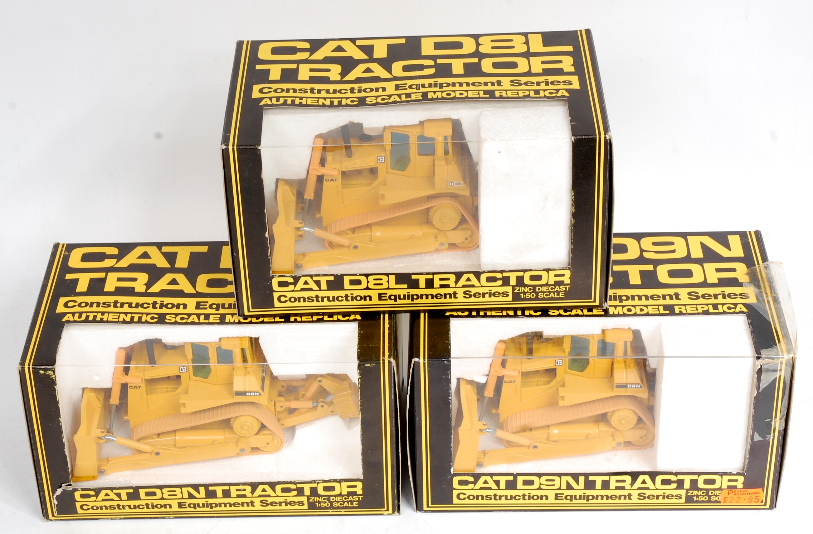 NZG 1/50th scale Caterpillar Construction Group, 3 window boxed examples to include No.