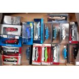 2 trays of mixed 1/43rd scale modern issue diecast, mixed examples by Minichamps, Eagle, City,