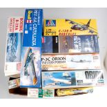 16 assorted mixed scale plastic aircraft and military kits, 1:72nd, 1:48th and 1:144th included,