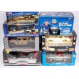 11 assorted 1/18th and 1/24th scale diecast vehicles by Action Racing, ERTL, Revell,
