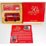 Corgi, 50th anniversary CC25904 Routemaster bus 1954-2004 1;50 scale, red in silk lined box, No.