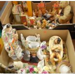 Two boxes of miscellaneous items to include; bear ornaments,