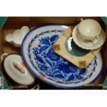 A small Royal Worcester shell shaped vase together with a Delft plate, tureen and cover,