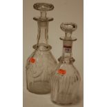 A 19th century cut glass decanter with mushroom stopper together with one other (2)