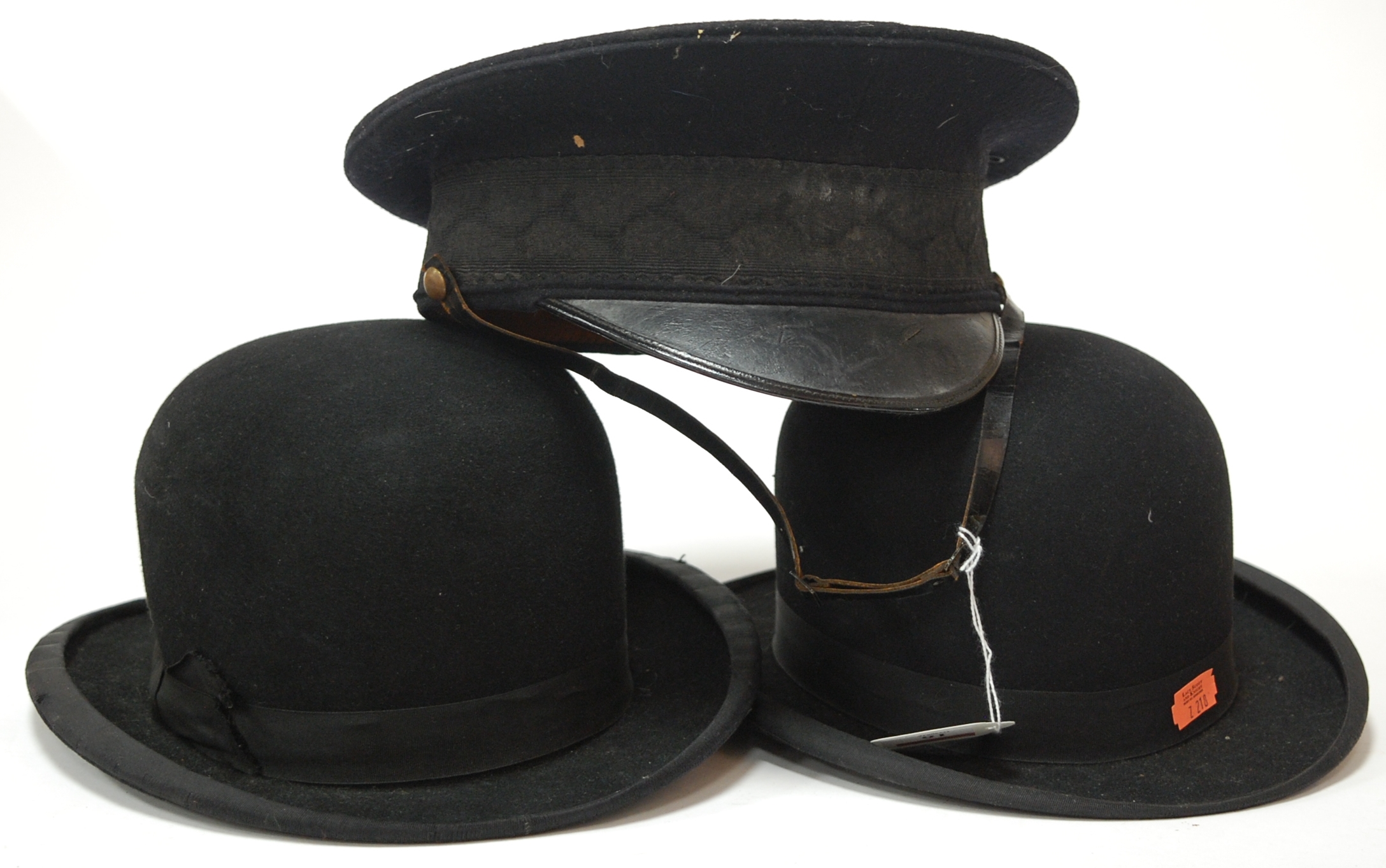 An Edwardian brushed velvet bowler hat by John H Staff & Son,