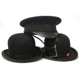 An Edwardian brushed velvet bowler hat by John H Staff & Son,