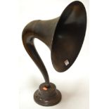 An early 20th century HMV portable gramophone together with a Bullphone Nightingale horn speaker