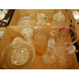 Two boxes of miscellaneous glassware to include early 20th century decanter and stopper,
