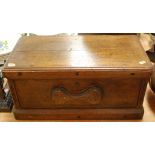 A late Victorian unfitted oak box of rectangular form