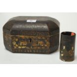 An early 20th century Japanese lacquered unfitted box together with a Meiji period beaker (2)