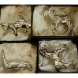 A collection of assorted Royal Hampshire art jewellery silver plated animal figures,