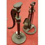 A Victorian cast iron Portways Patent Little Jack together with a wrought iron companion set