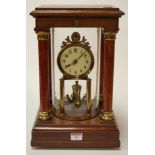 A modern lacquered brass Portico type anniversary clock together with one other modern mantel