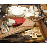 Three boxes of miscellaneous items to include; modern religious icon,