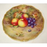 A Royal Worcester plate hand painted with apples and grapes signed Horace Price,