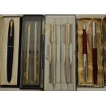 A Conway Stewart fountain pen together with a matching ball pen, boxed,