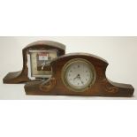 A 1930s oak cased mantel clock together with one other similar example (2)