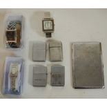 A small collection of miscellaneous items to include; silver plated pocket cigarette case,